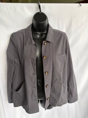 Mod Ref jacket, Cotton, Button sleeve, swing, sz S, gray, 19” PTP, 24” L